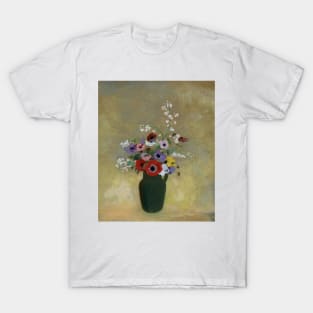 Large Green Vase with Mixed Flowers by Odilon Redon T-Shirt